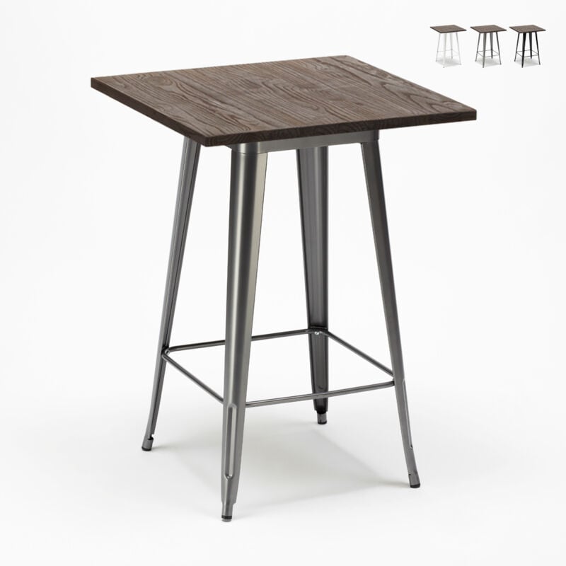 

Ahd Amazing Home Design - Mesa alta para taburetes Tolix acero metal industrial madera 60x60 Welded | Color: Gris