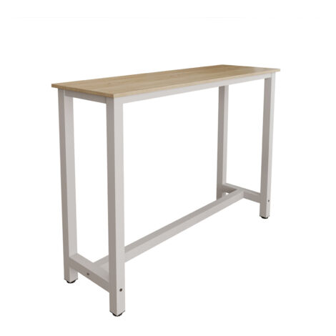 LETTIEMOBILI Mesa alta Patas de metal 140x100x40cm Tabla Modelo Ani Blanco y Sonoma