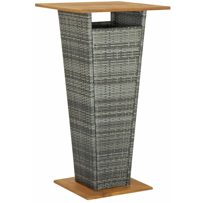 

Mesa alta ratan sintetico y madera de acacia gris 60x60x110 cm