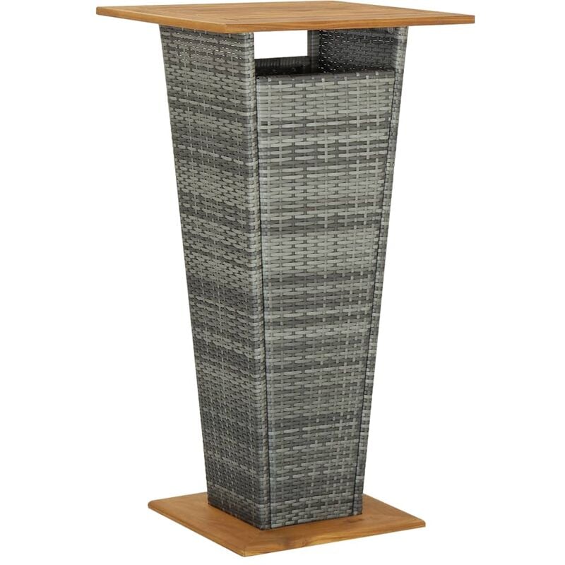 

Mesa alta ratán sintético y madera de acacia gris 60x60x110 cm