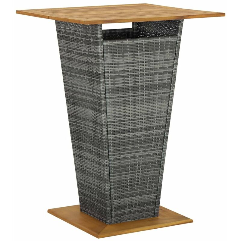 

Mesa alta ratan sintetico y madera de acacia gris 80x80x110 cm