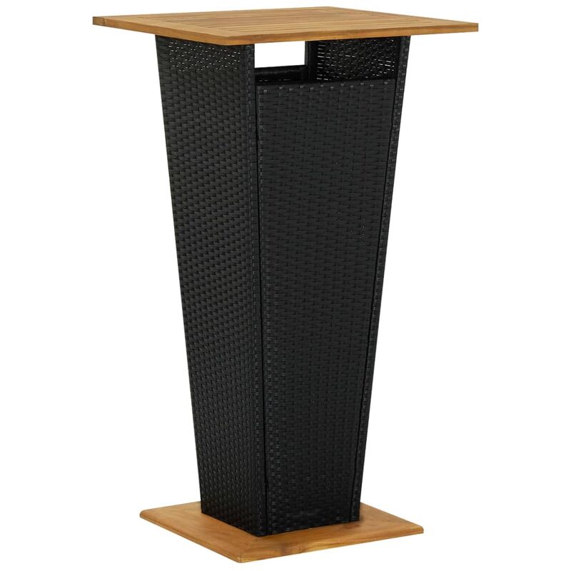 

Mesa alta ratán sintético y madera de acacia negro 60x60x110 cm