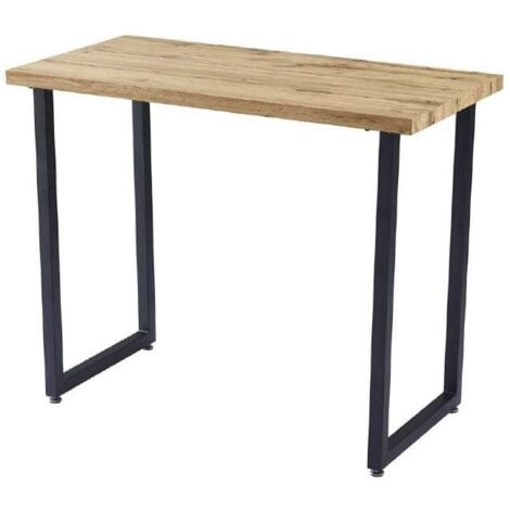 Mesa Alta tipo barra acabado Roble/negro, 95cm(alto) 120cm(ancho) 60cm(fondo).