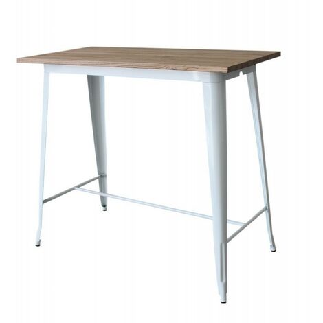 Juego 4 taburetes tolix mesa industrial madera metal 60 x 60 cm Mason Wood