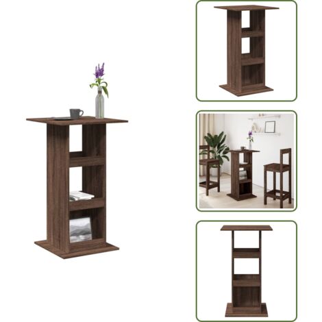 Mesa alta - vidaXL Mesa alta bar con almacenaje madera marrón roble 60x60x102 cm - Bar