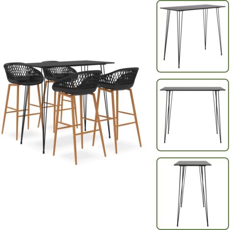 Mesa alta - vidaXL Mesa alta y taburetes de bar 5 piezas negro - Sillas de barra