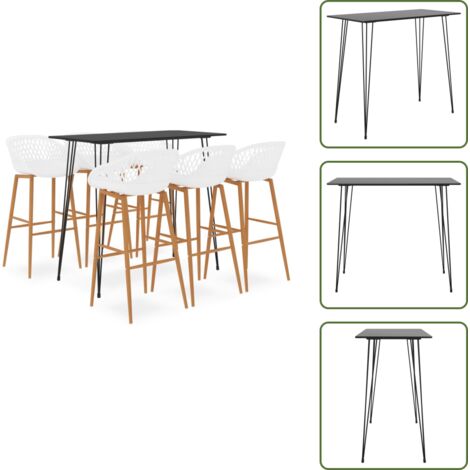 Mesa alta - vidaXL Mesa alta y taburetes de bar 7 piezas negro y blanco - Sillas de barra