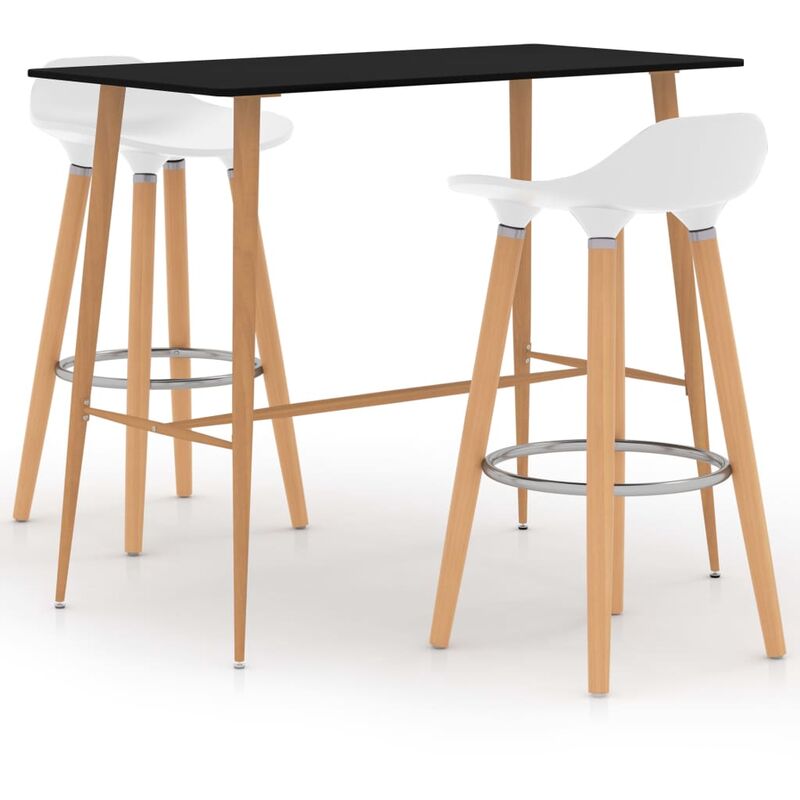 

vidaXL Juego de Mesa Alta y Taburetes de Bar 3 Piezas Blanco y Negro - Multicolor