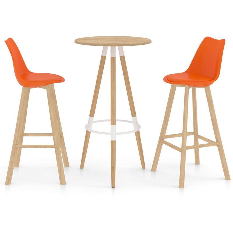 

Mesa alta y taburetes de bar 3 piezas naranja