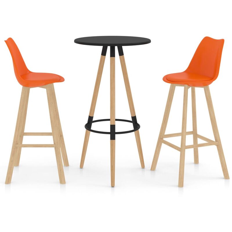 

Mesa alta y taburetes de bar 3 piezas naranja