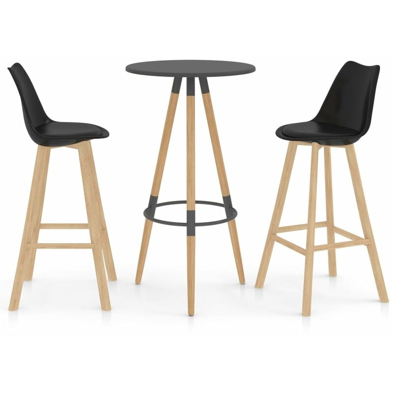 

Mesa alta y taburetes de bar 3 piezas negro