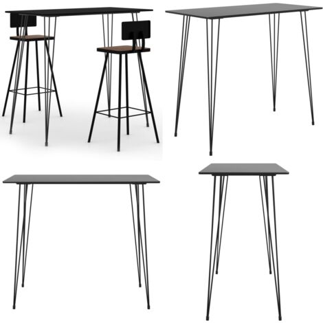 Mesa alta y taburetes de bar 3 piezas negro - Taburetes de bar - Mesa alta