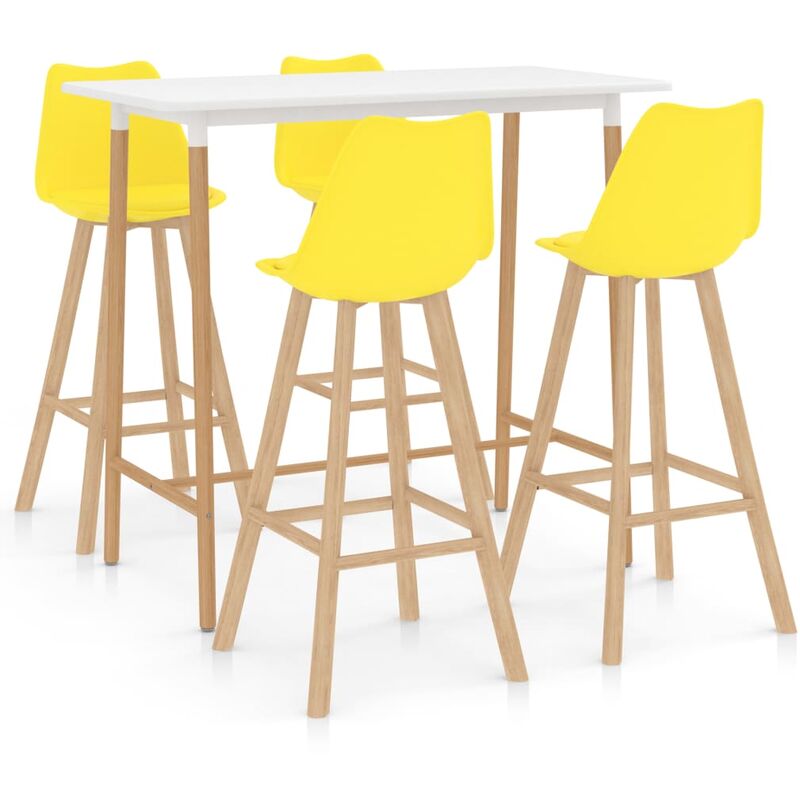 

Mesa alta y taburetes de bar 5 piezas amarillo