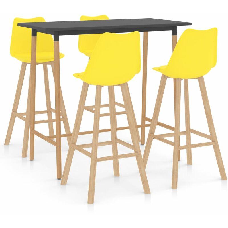 

Mesa alta y taburetes de bar 5 piezas amarillo