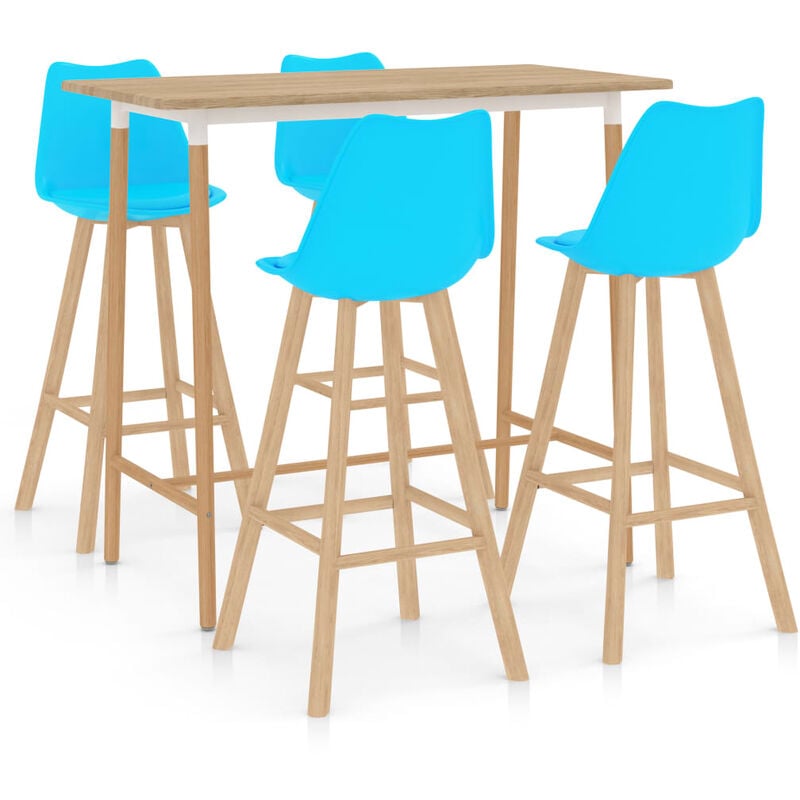

Mesa alta y taburetes de bar 5 piezas azul