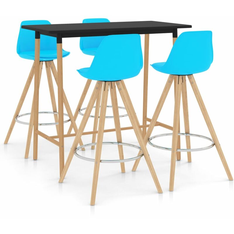 

BHD - Mesa alta y taburetes de bar 5 piezas azul