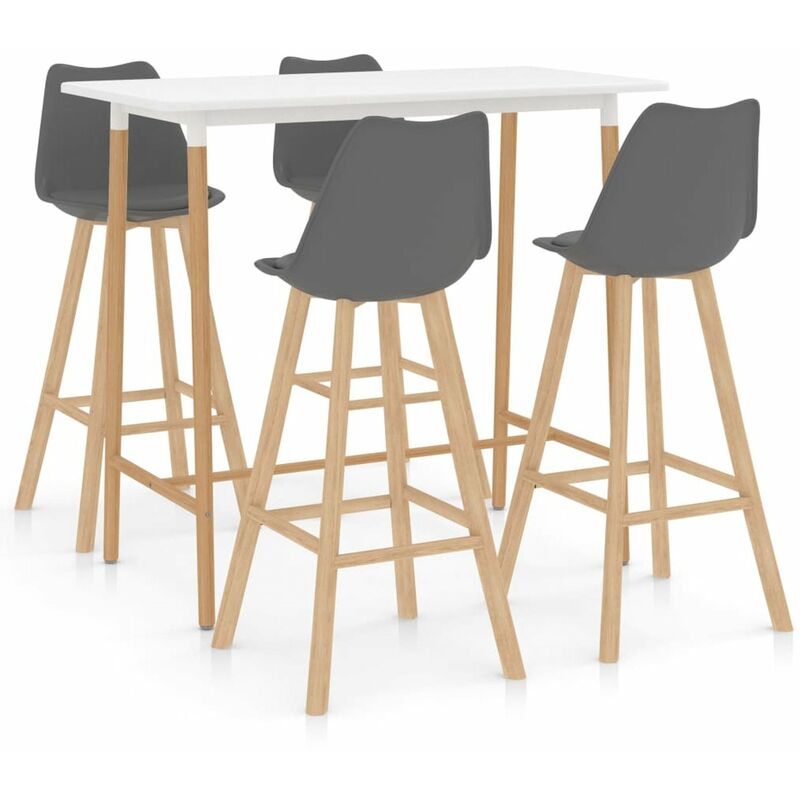 

Happyshopping - Mesa alta y taburetes de bar 5 piezas gris