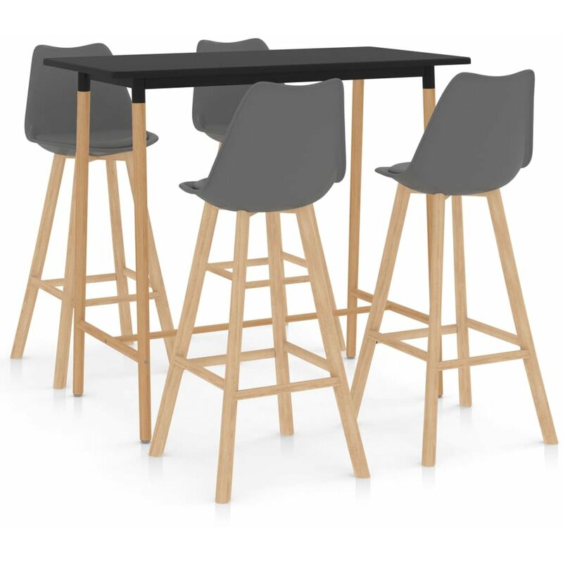 

Mesa alta y taburetes de bar 5 piezas gris
