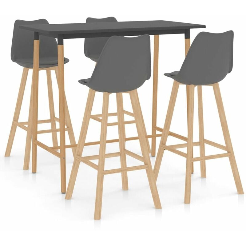 

Happyshopping - Mesa alta y taburetes de bar 5 piezas gris