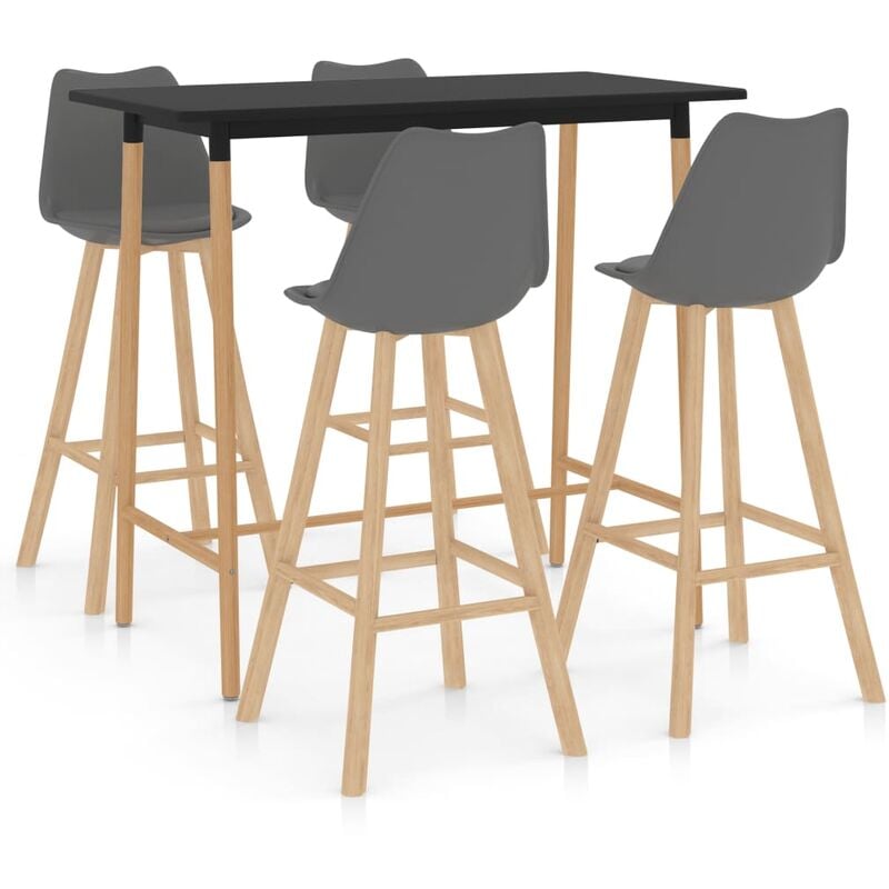 

Mesa alta y taburetes de bar 5 piezas gris