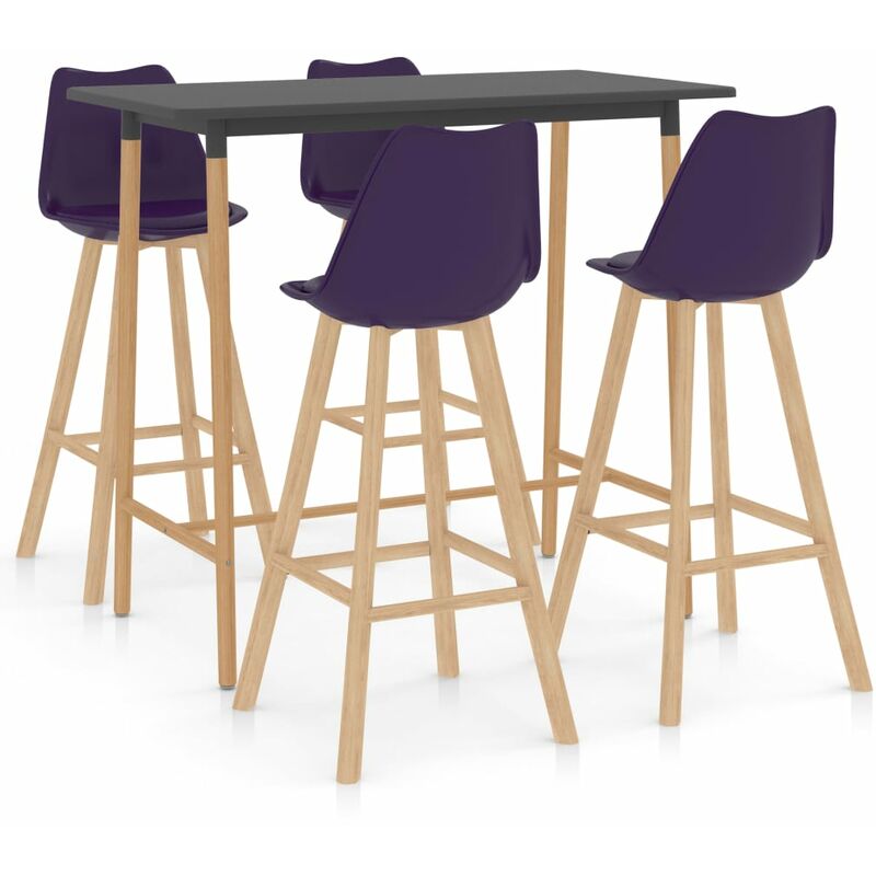 

Mesa alta y taburetes de bar 5 piezas morado