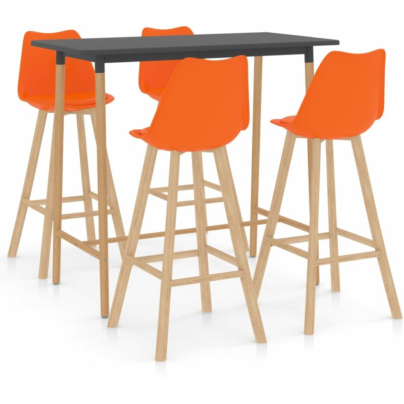 

Mesa alta y taburetes de bar 5 piezas naranja