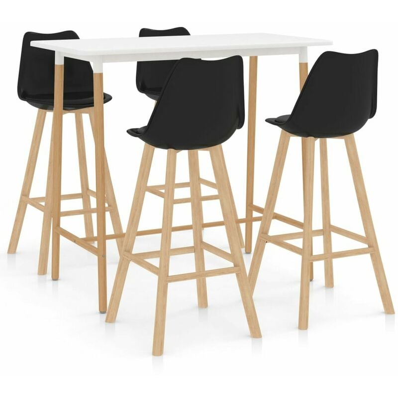 

Mesa alta y taburetes de bar 5 piezas negro