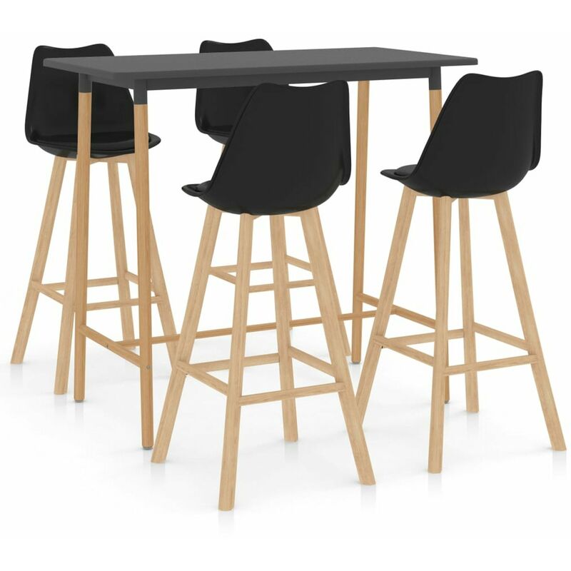

Happyshopping - Mesa alta y taburetes de bar 5 piezas negro