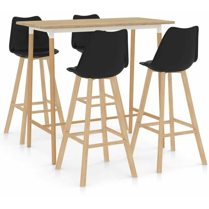 

Happyshopping - Mesa alta y taburetes de bar 5 piezas negro
