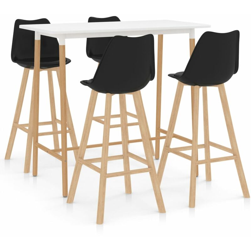 

Mesa alta y taburetes de bar 5 piezas negro