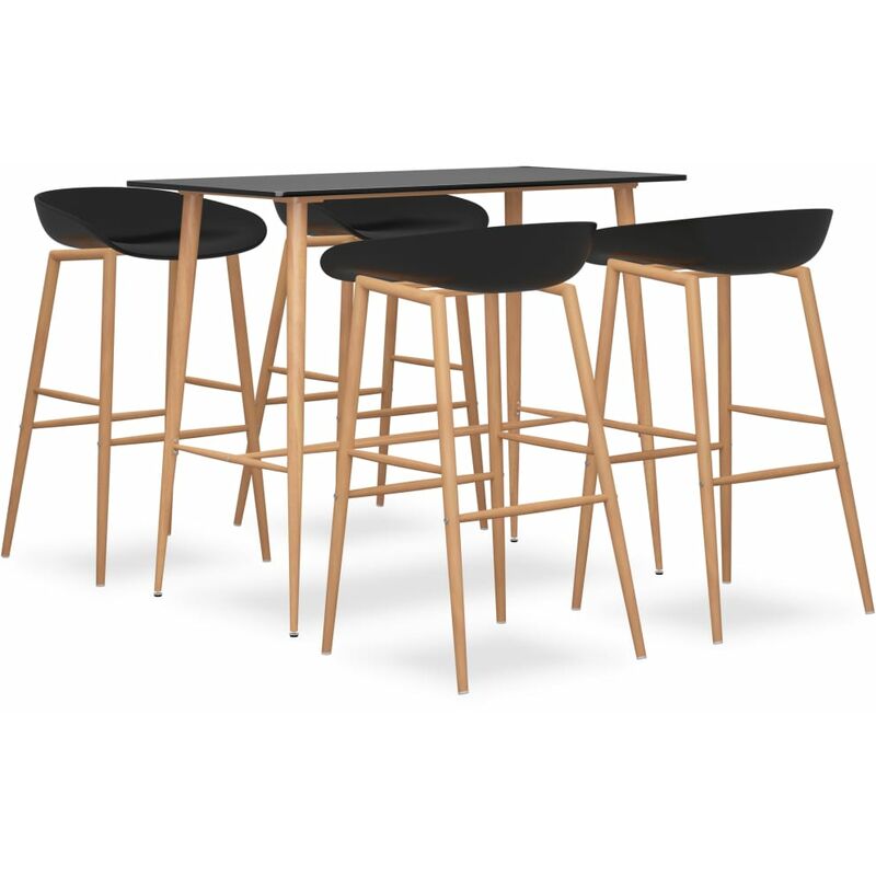 

vidaXL Mesa alta y taburetes de bar 5 piezas negro - Negro