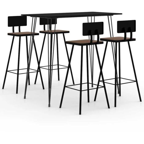 Mesa alta y taburetes de bar 5 piezas negro