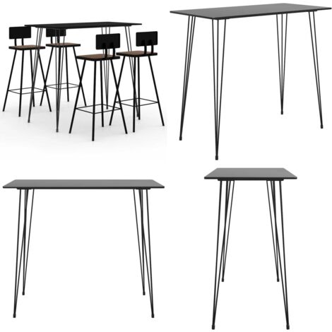 Mesa alta y taburetes de bar 5 piezas negro - Taburetes de bar - Mesa alta