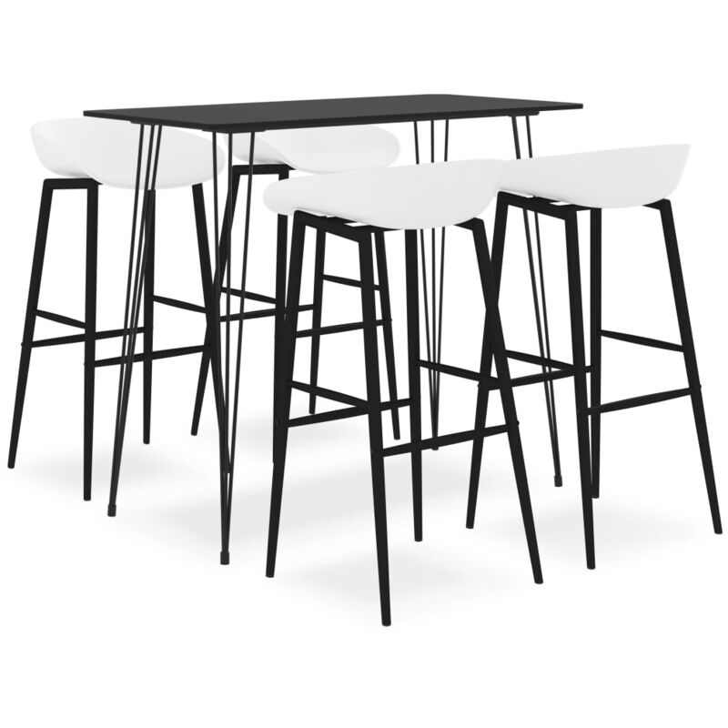 

Mesa alta y taburetes de bar 5 piezas negro y blanco - Negro - Vidaxl
