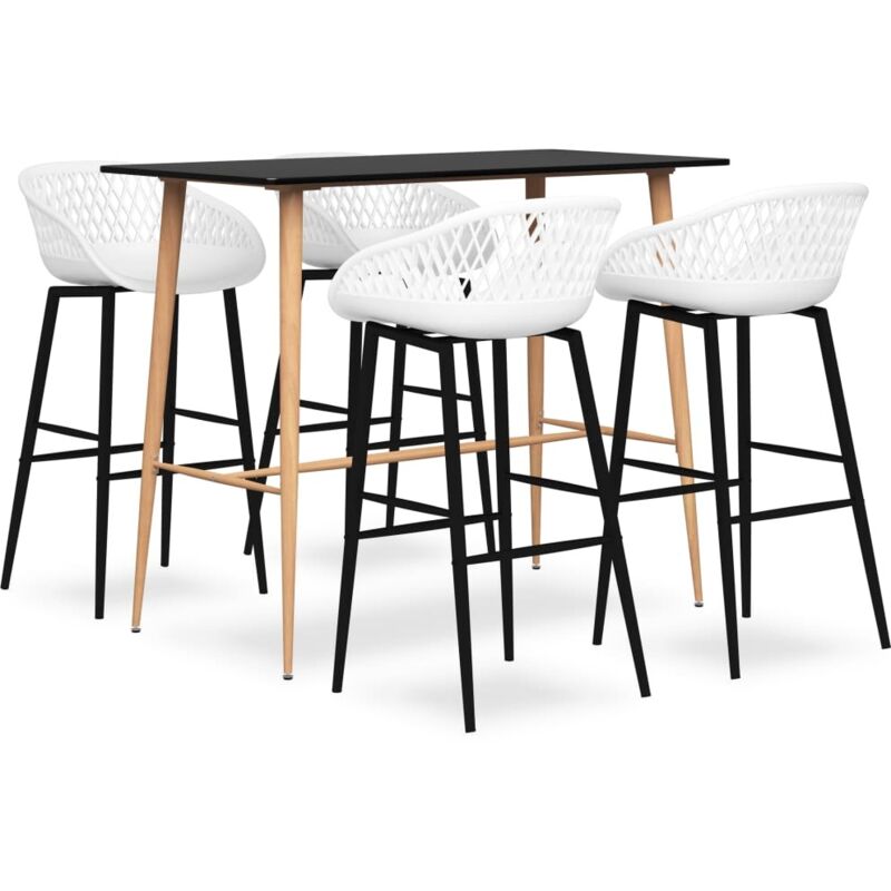 

Mesa alta y taburetes de bar 5 piezas negro y blanco - Negro - Vidaxl