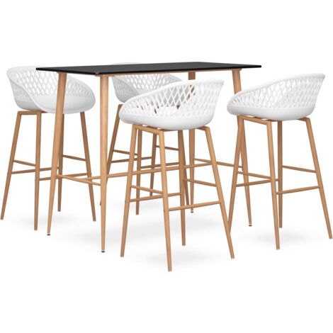 Mesa alta y taburetes de bar 5 piezas negro y blanco vidaXL