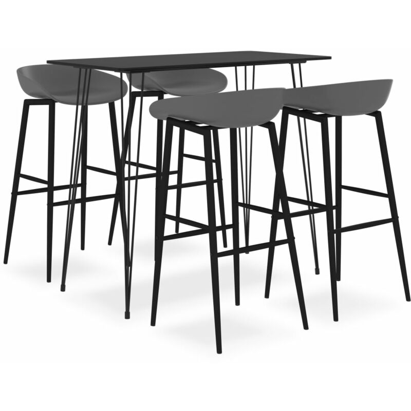 

Mesa alta y taburetes de bar 5 piezas negro y gris