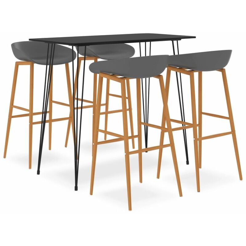 

Mesa alta y taburetes de bar 5 piezas negro y gris