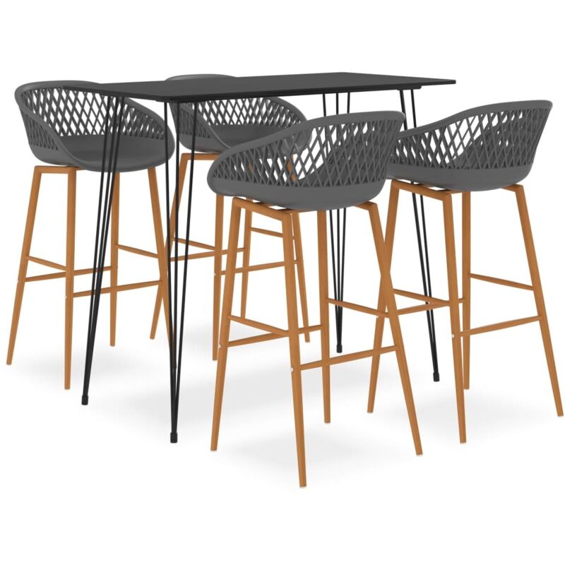 

Mesa alta y taburetes de bar 5 piezas negro y gris - Negro - Vidaxl