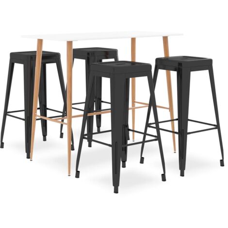 Mesa alta y taburetes de bar 5 piezas  y negro