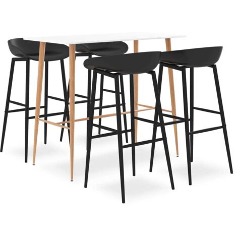 Mesa alta y taburetes de bar 5 piezas  y negro