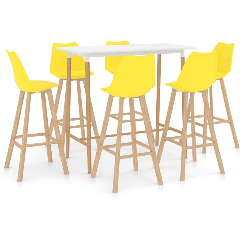 

BHD - Mesa alta y taburetes de bar 7 piezas amarillo