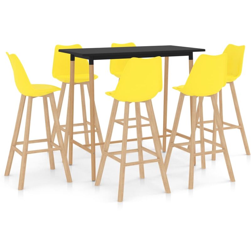 

BHD - Mesa alta y taburetes de bar 7 piezas amarillo