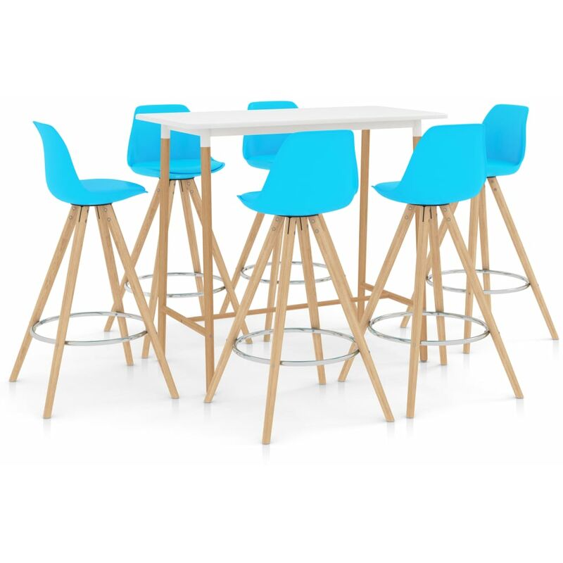 

Mesa alta y taburetes de bar 7 piezas azul