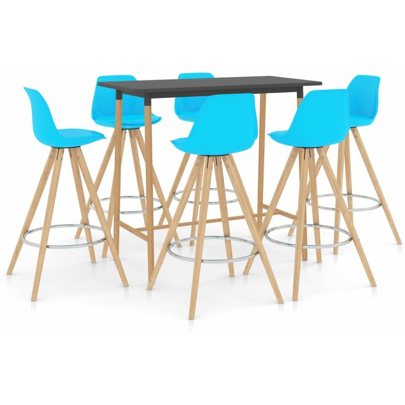 

Mesa alta y taburetes de bar 7 piezas azul