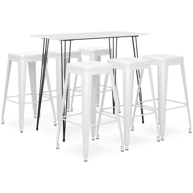 

Mesa alta y taburetes de bar 7 piezas blanco - Blanco - Vidaxl