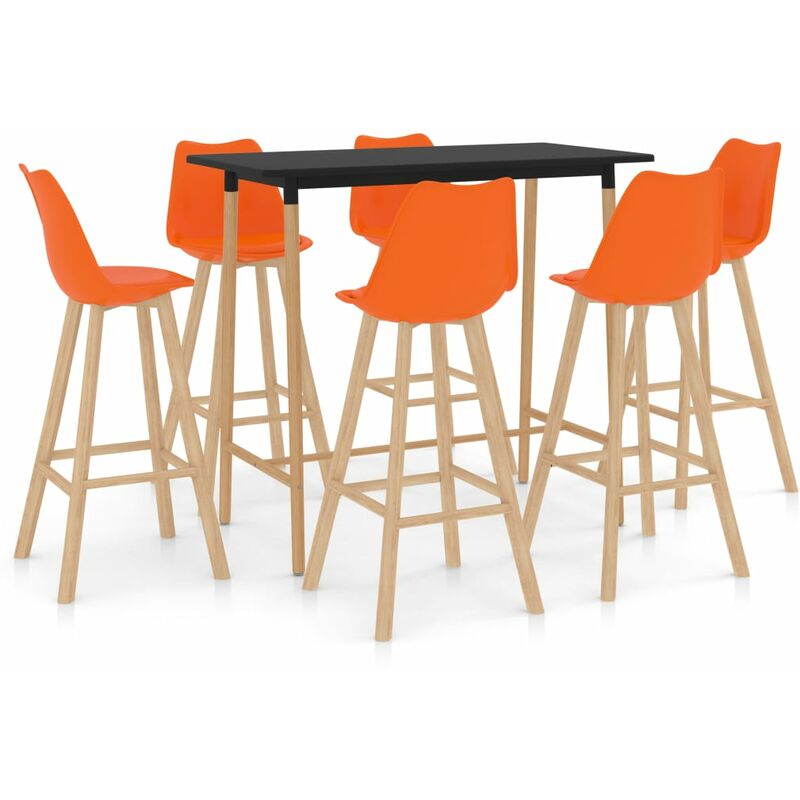 

Mesa alta y taburetes de bar 7 piezas naranja