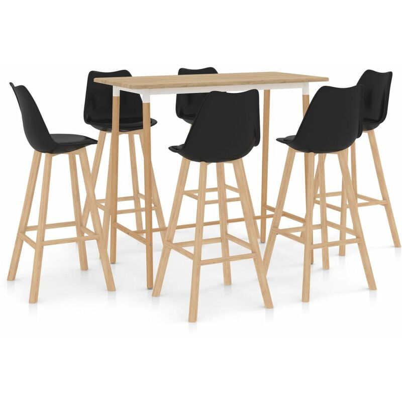 

BHD - Mesa alta y taburetes de bar 7 piezas negro