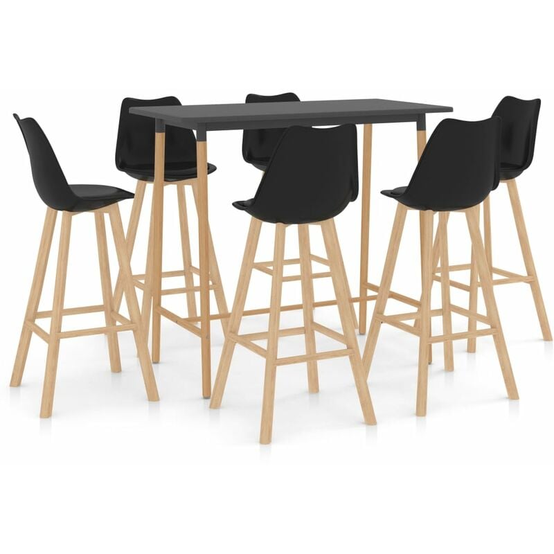 

BHD - Mesa alta y taburetes de bar 7 piezas negro