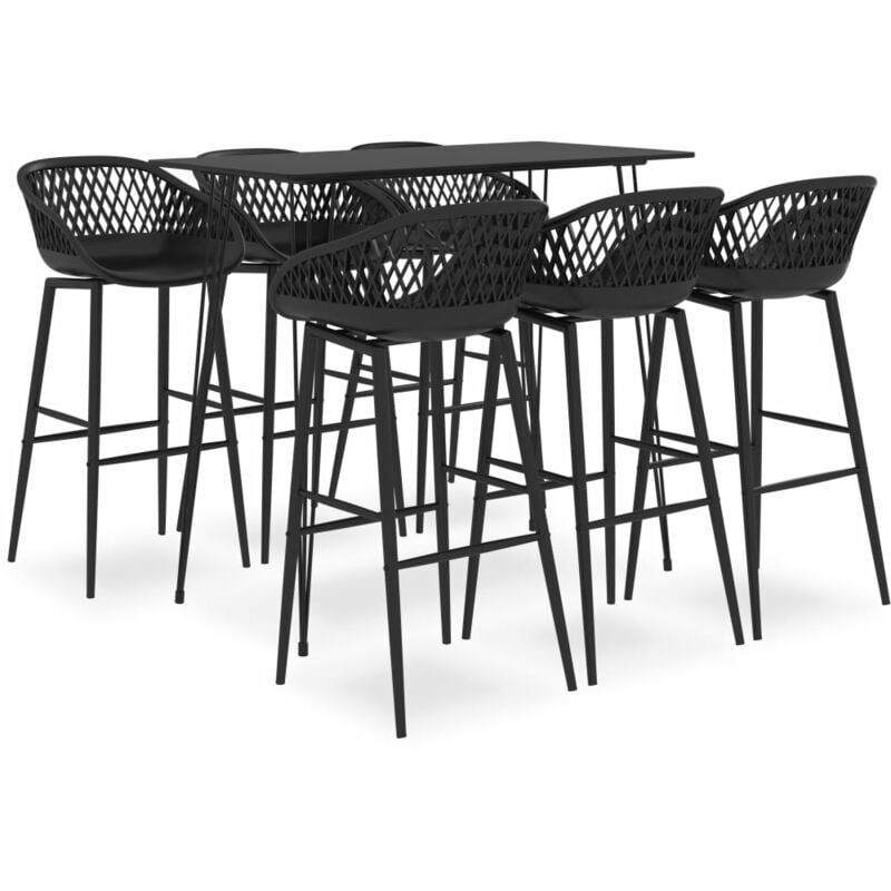 

BHD - Mesa alta y taburetes de bar 7 piezas negro